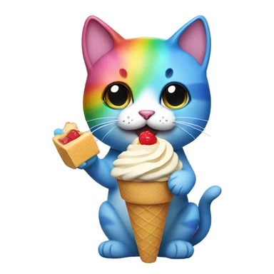 Rainbow cat holding icecream sticker