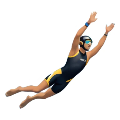 A diver mid-air, diving from a rocky cliff into the sparkling blue ocean below. The background shows a dramatic cliffside and clear sky, capturing the daring and exhilarating nature of cliff diving, with the water below ready to embrace the plunge. sticker