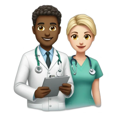 Young white Neurologist and gynecologist in love sticker