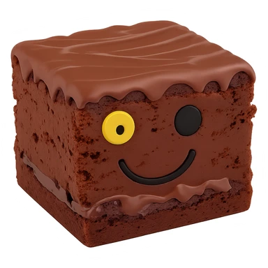 Remove the background and make it transparent. Keep the flatter chocolate brownie with the black smiley face unchanged. sticker