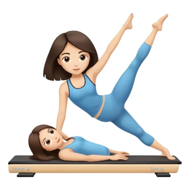 Chica de pelo por los hombros color castaño oscuro haciendo pilates sticker