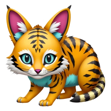 Colorful Bobcat-Tiger-Numbat-Serval-Genet-Pokémon-Digimon-Fakémon-fusion-hybrid-creature sticker