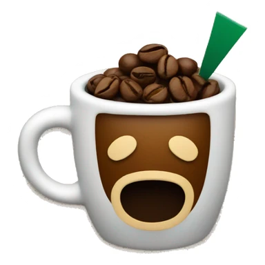 Coffee bean emoji pointing at the Starbucks logo sticker