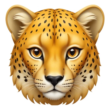 Cinematic Noble Cheetah Portrait Emoji, Poised and regal, with a lean, muscular build and a sleek, spotted Fur of golden hues, deep-set soulful amber eyes, Simplified yet sharp and sophisticated features, highly detailed, glowing with a warm, dignified glow, high shine, intelligent and swift, stylized with an air of wild elegance, focused and attentive, soft glowing outline, capturing the essence of a watchful and confident predator, so majestic it feels as though it could sprint out of the screen with effortless authority! sticker