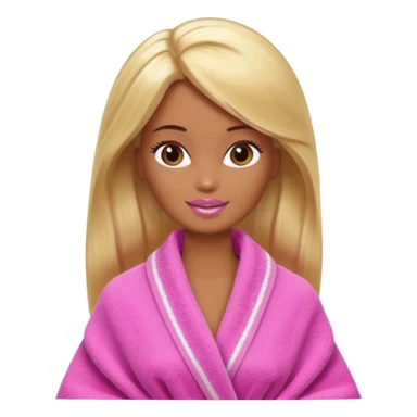 Brown skin blonde hair Barbie with face wash on and hair in towel sticker