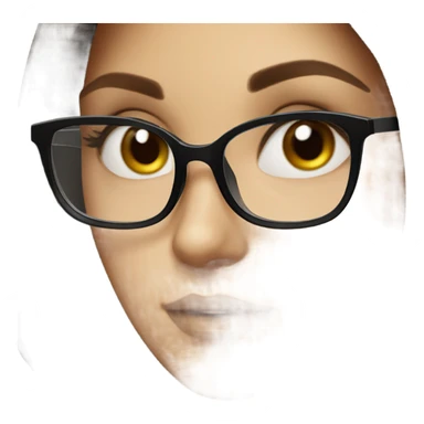 Beautiful Russian girl black eyes very long dark brown hair and glasses sticker