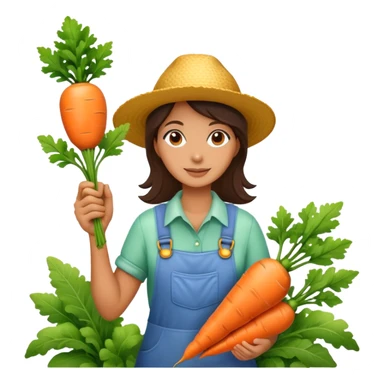 Female gardener with trophy and giant carrot sticker