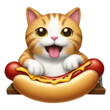 cat eating a hotdog in a swing sticker
