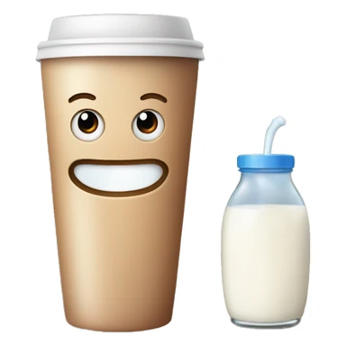 Cup of coffee and bottle of milk sticker