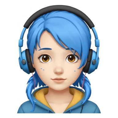 blue haired earringed heaphone wearing girl sticker