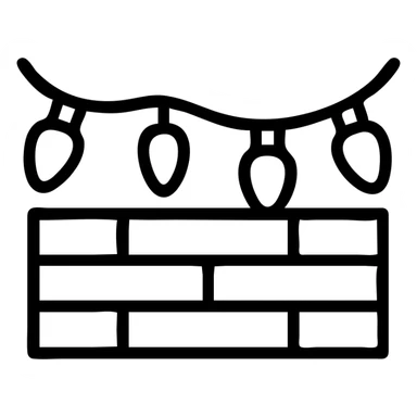 Stranger Things series, outlined icon style, Christmas lights on a wall sticker