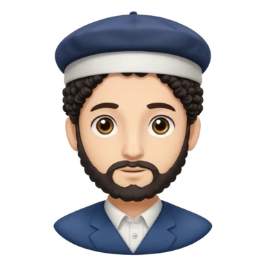 Jewish man with a kippot on his head and curls sticker
