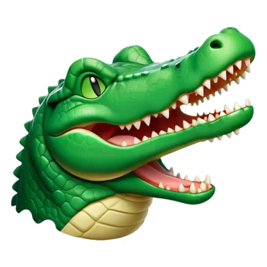 Cinematic Cute Yawning Crocodile Portrait Emoji, Head tilted slightly with a dramatic, wide-open yawn, showcasing a soft, textured emerald-green hide with slightly drooping jaws and half-closed eyes in drowsy contentment, Simplified yet irresistibly adorable features, highly detailed, glowing with a soft, cozy glow, high shine, relaxed yet expressive, stylized with a touch of reptilian whimsy, bright and endearing, soft glowing outline, capturing the essence of a sleepy yet affectionate crocodile, so drowsy it feels like it could stretch out of the screen and curl up for a nap! sticker