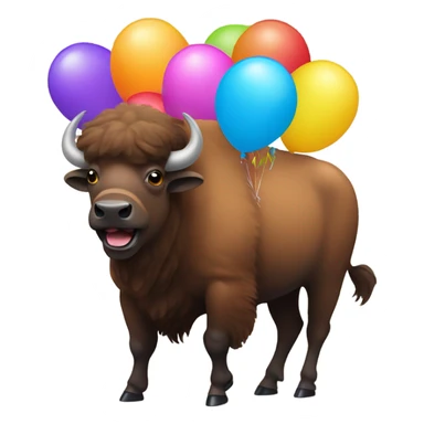 Bison celebrating with balloons sticker