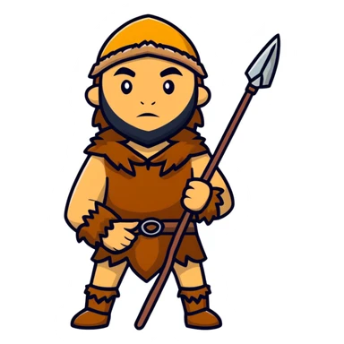 Cro-Magnon human hunter with spear and fur clothing sticker