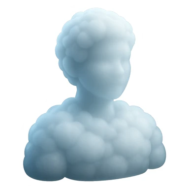 A person from the shoulders up, entirely composed of fluffy, convex, white clouds sticker