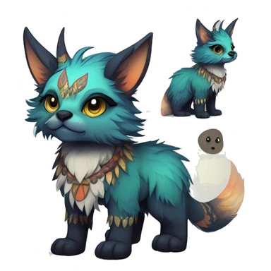 cute Kawaii edgy fantasy animal fursona Fionbri creature by griffsnuff & LiLaiRa & Falvie with exotic colors full body sticker