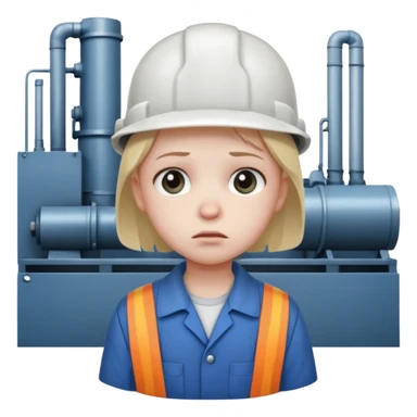 a child with a sad face works in a factory sticker