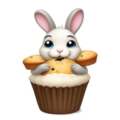 cute bunny eating muffin  sticker