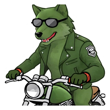 Wolf on a motorcycle  sticker