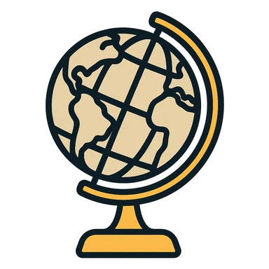 beige world globe color outline icon sticker