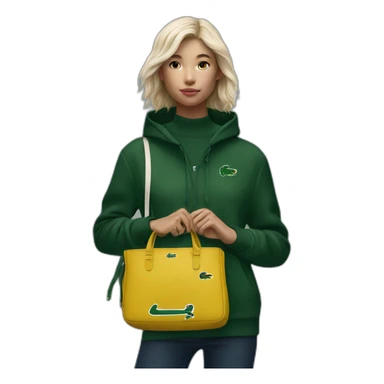 Lacoste bag girl with black lacoste hoodie sticker