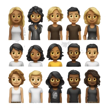 Emoji con mitad de cuerpo, piel blanca, cabello café, corona negra, playera blanca sticker