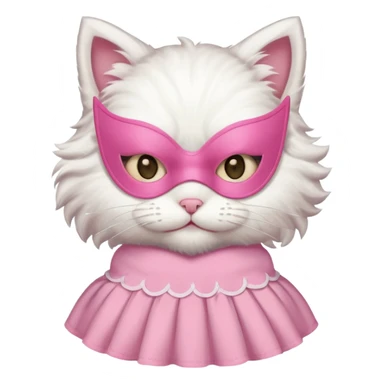 a white cat with pink mask and dress
 sticker