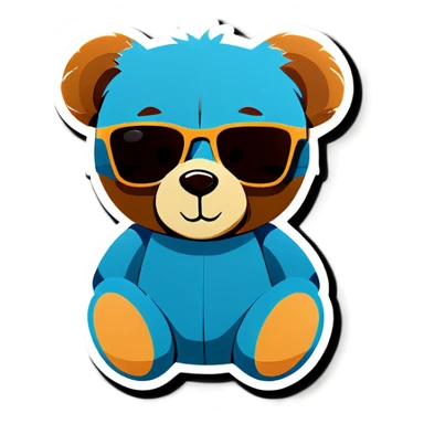 Teddy bear with sunglasses sticker