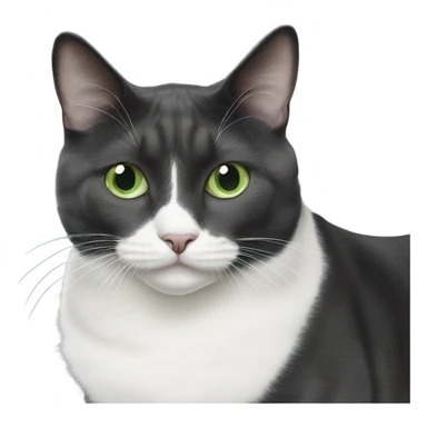 tuxedo cat grey white green eyes sticker