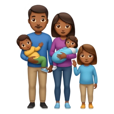 brown family with mom dad teenage daughter toddler son and baby sticker