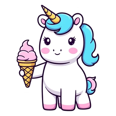 Unicorn with ice cream sticker