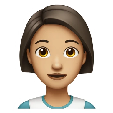 Girl with straight dark brown hair round face pretty face  sticker