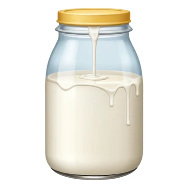 a jar of milk but the top is sticky and its dripping but theres no lit, and also no straw sticker