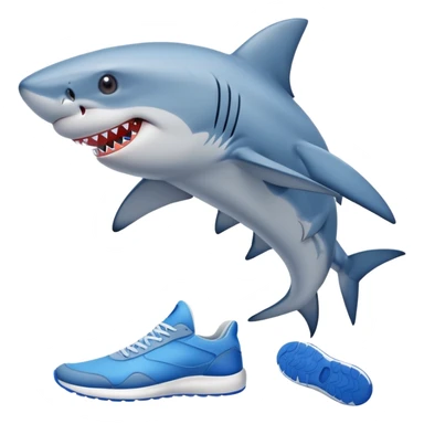 Un tiburón con tenis azules sticker