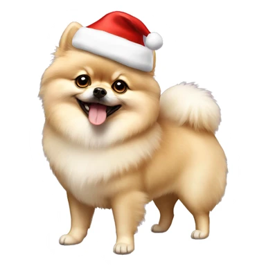 Cream Pomeranian with Christmas hat full body sticker