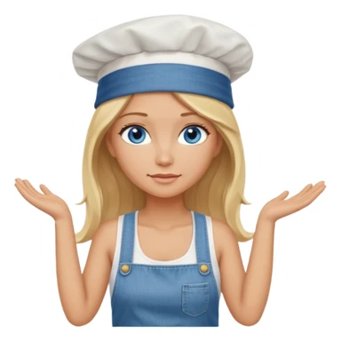 Sexy Full body 
Long Blonde hair blue eyed female chef arms folded wearing tank top and denim shorts and chef hat arms folded sticker