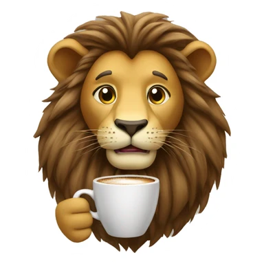 Lion drinking coffee sticker