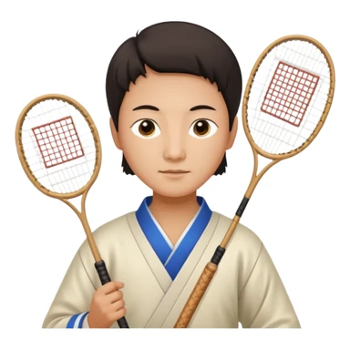 ancient chinese with badminton racket sticker