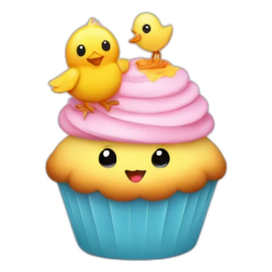 Happy cupcake with Easter chick sticker