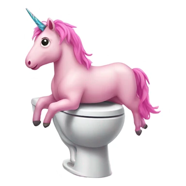 Pink unicorn coming out of a toilet  sticker