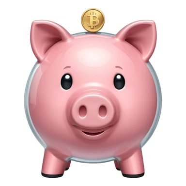 Transparent piggy bank with one coin sticker