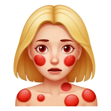 Woman with allergic reaction rash  sticker