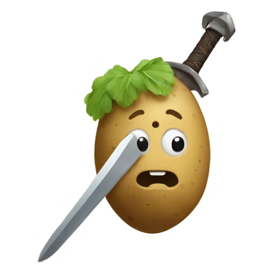 a potato holding a sword sticker