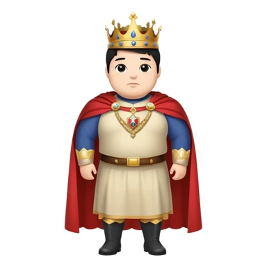 Full body of chubby Francisco I with black hair, royal king standing in royal attire with crown and cape sticker