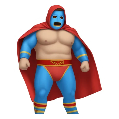 Caucasian Fat Lucia libre wrestler cape red powder blue pants mask red and powder blue red cape sticker