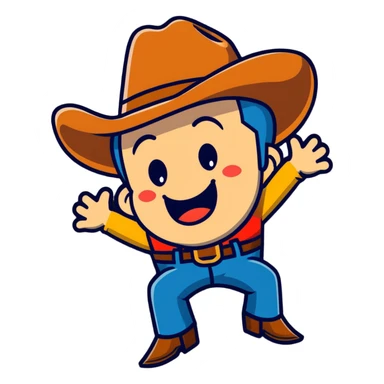 crying laughing upside down cowboy sticker