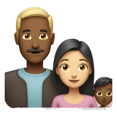 father with dark hair and mother with blond hair and two children sticker