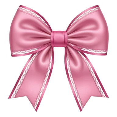 pink coquette bow with a heart-shaped center, lace accents, romantic and cute sticker