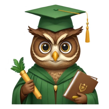 owl professor in green cloak graduation sticker